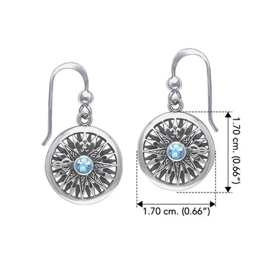Celtic Knots Compass Sterling Silver Earrings with Gemstone TER035